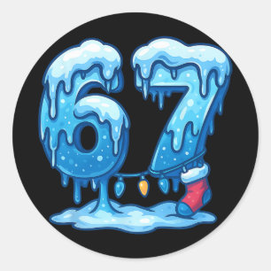 67 Ijs Drip Meme Zes Zeven Gen Alpha Slang C Ronde Sticker