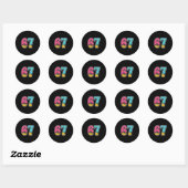 67 Ijs Drip Meme Zes Zeven Grappig Gen Alpha D Ronde Sticker (Vel)