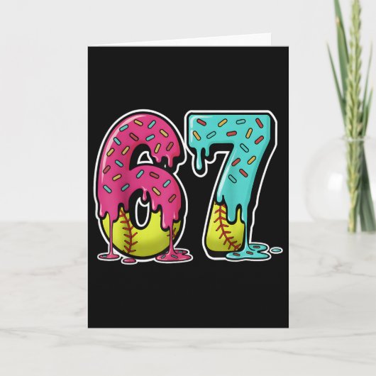 67 Ijs Drip Softbal Gen Alpha Slang Zes Zeven Meme Kaart (Voorkant)