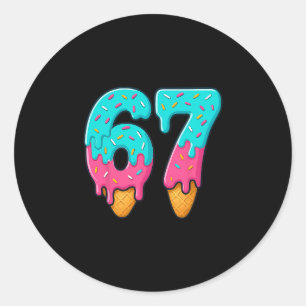 67 ijs druppel meme grappig zes zeven Gen Alpha S Ronde Sticker