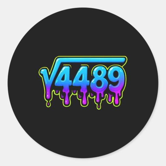 67 Ijs Meme Vierkantswortel 4489 Slang Wiskundeler Ronde Sticker (Voorkant)