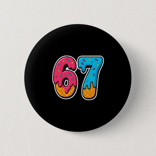 67 IJsdruppel Grappig Zes Zeven Gen Alpha Meme S Ronde Button 5,7 Cm (Voorkant)