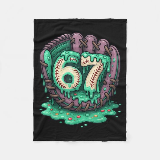 67 Ijsdruppel Grappig Zes Zeven Honkbal Fleece Deken (Voorkant)