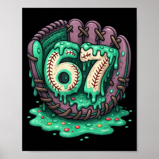 67 Ijsdruppel Grappig Zes Zeven Honkbal  Poster (Voorkant)