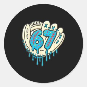 67 IJsdruppel Grappig Zes Zeven Honkbal Ronde Sticker