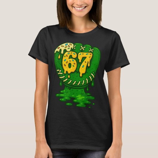67 IJsdruppel Grappig Zes Zeven Honkbal T-shirt (Voorkant)