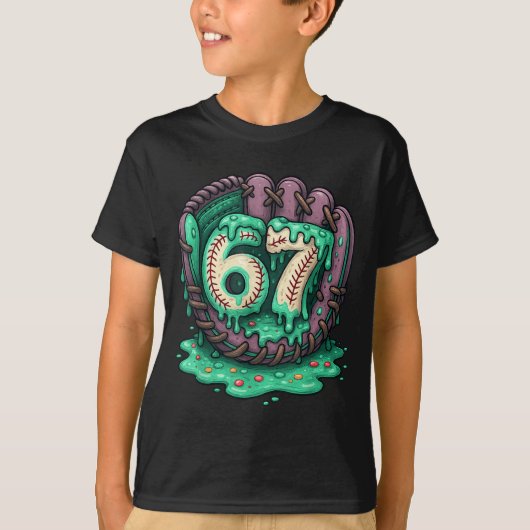 67 IJsdruppel Grappig Zes Zeven Honkbal T-shirt (Voorkant)