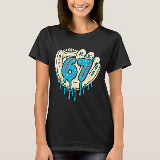 67 Ijsdruppel Grappig Zes Zeven Honkbal T-shirt (Voorkant)