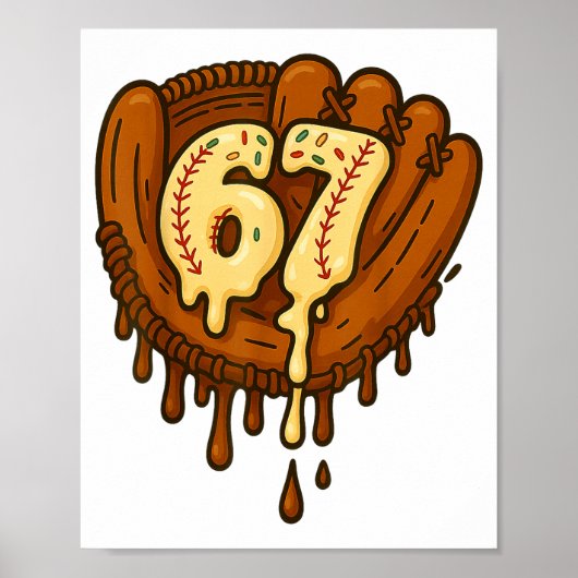 67 Ijsdruppel Grappige Zes Zeven Honkbal Poster (Voorkant)