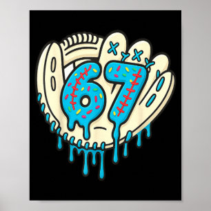 67 Ijsdruppel Grappige Zes Zeven Honkbal Poster