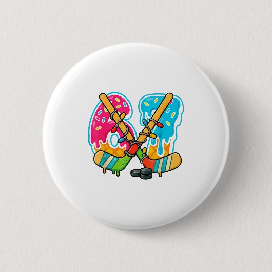 67 IJsdruppel Hockey Kerst Licht Ronde Button 5,7 Cm (Voorkant)