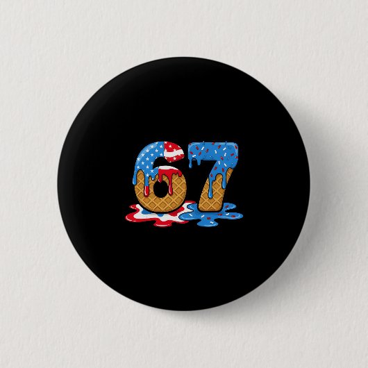 67 IJsdruppel Meme Funny Zes Zeven Gen Alpha S Ronde Button 5,7 Cm (Voorkant)