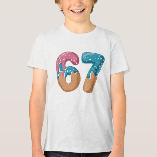 67 Ijsdruppel Meme Grappig Six Seven Gen Alpha Tri-Blend Shirt (Voorkant)