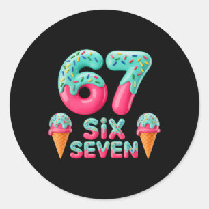 67 ijsdruppel meme grappig zes zeven Gen Alpha S Ronde Sticker