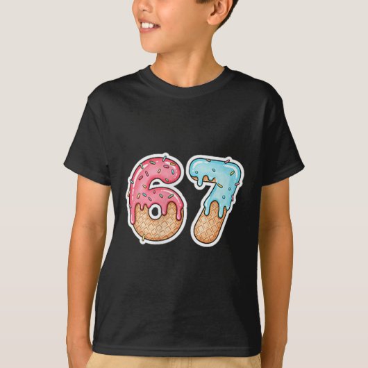 67 IJsdruppel Meme Grappig Zes Zeven Gen Alpha ( T-shirt (Voorkant)
