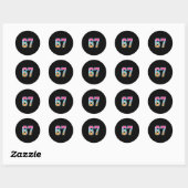 67 IJsdruppel Meme Grappig Zes Zeven Grappig Numme Ronde Sticker (Vel)