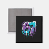 67 Ijsdruppel Meme Leuk Zes Zeven Gen Alpha S Magneet (Voorkant / Achterkant)