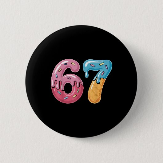 67 IJsdruppel Meme Leuk Zes Zeven Gen Alpha S Ronde Button 5,7 Cm (Voorkant)