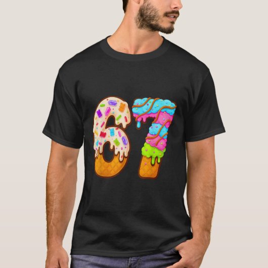 67 Ijsdruppel Meme Leuk Zes Zeven Gen Alpha S T-shirt (Voorkant)