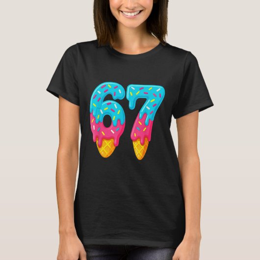 67 IJsdruppel Meme Leuk Zes Zeven Gen Alpha S T-shirt (Voorkant)