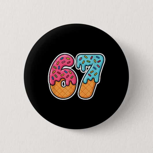 67 Ijsje Meme Drip Zes Zeven Slang Gen Alpha  Ronde Button 5,7 Cm (Voorkant)