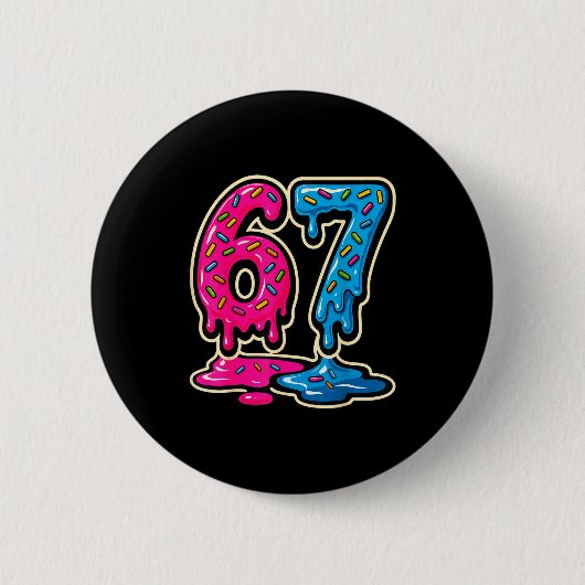 67 Ijsje Meme Zes Zeven Ronde Button 5,7 Cm (Voorkant)