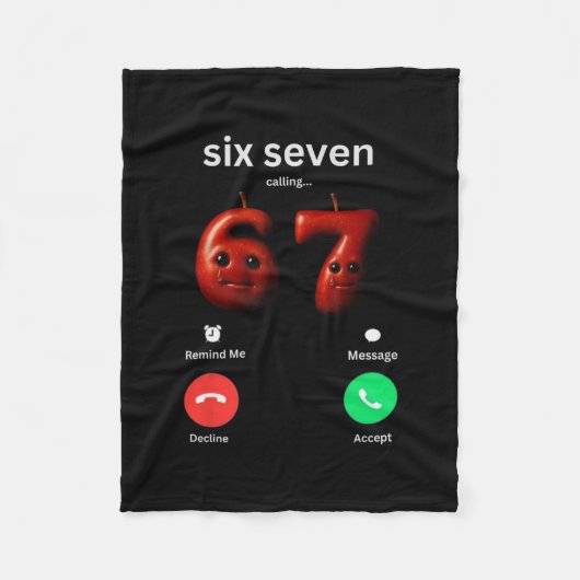 67 Is Bellen Funny Meme 67 Grappige Ai Apple Brain Fleece Deken (Voorkant)