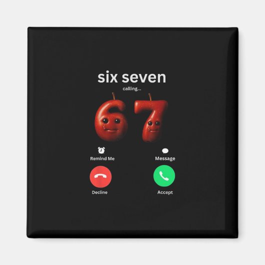 67 Is Bellen Funny Meme 67 Grappige Ai Apple Brain Magneet (Voorkant)