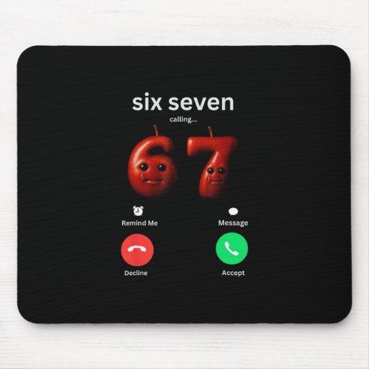 67 Is Bellen Funny Meme 67 Grappige Ai Apple Brain Muismat (Voorkant)