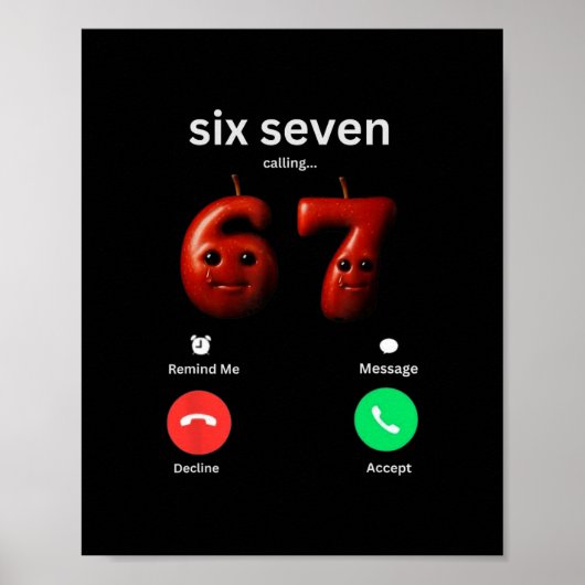 67 Is Bellen Funny Meme 67 Grappige Ai Apple Brain Poster (Voorkant)
