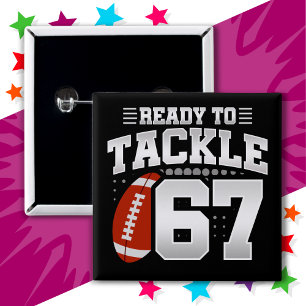 67 Jaar Oud Tackle Football Party 67e Verjaardag Vierkante Button 5,1 Cm