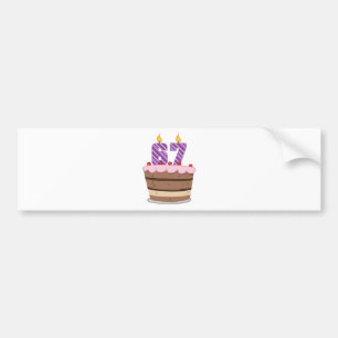 67-jarige leeftijd op de Birthday Cake Bumpersticker