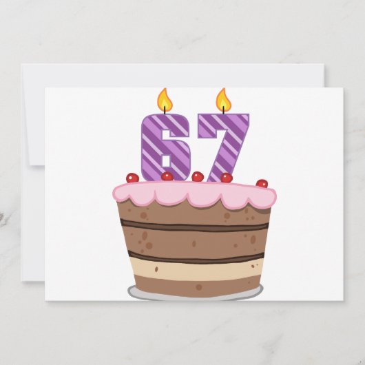 67-jarige leeftijd op de Birthday Cake Kaart (Voorkant)