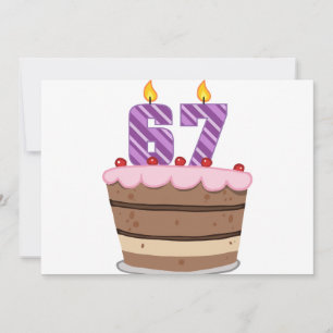 67-jarige leeftijd op de Birthday Cake Kaart