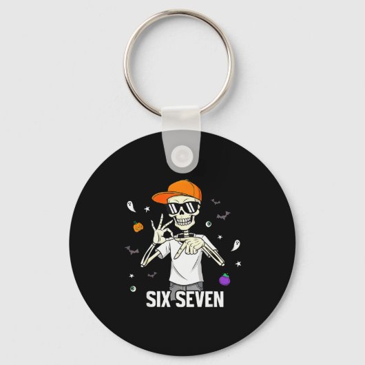 67 jongens skelet grappig zes zeven Gen Alpha Hall Sleutelhanger (Voorkant)