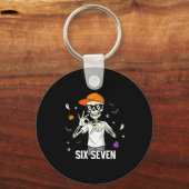 67 jongens skelet grappig zes zeven Gen Alpha Hall Sleutelhanger (Voorkant)