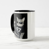 67 Kat met zonnebril Gen Alpha Grappig Zes Zeven Mok (Voorkant links)