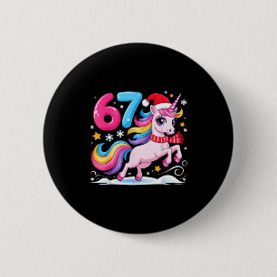 67 Kerst Cute Eenhoorn Zes Zeven Meme 6 7 Chris Ronde Button 5,7 Cm