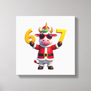 67 Kerst Eenhoorn 6 7 Meme voor Meisjes Kinderen G Canvas Afdruk