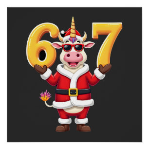 67 Kerst Eenhoorn 6 7 Meme voor Meisjes Kinderen G Perfect Poster
