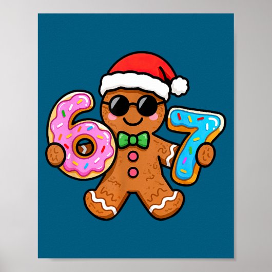 67 Kerst Gingerbread Six Seven Meme Gen Alpha Poster (Voorkant)