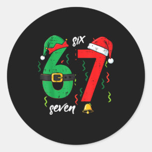 67 Kerst Grappig 6 7 Meme Zes Zeven Kerstmis Jonge Ronde Sticker
