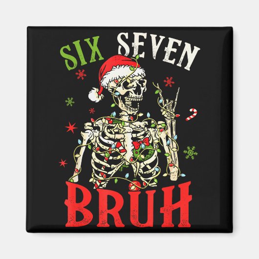 67 Kerst Grappig Zes Zeven Bruh Meme Skelet Sa Magneet (Voorkant)