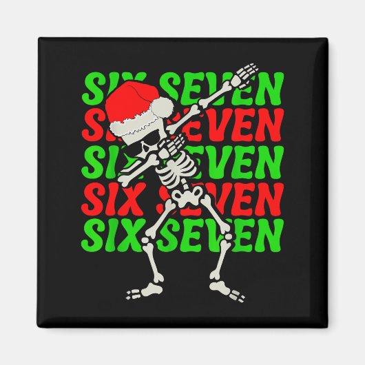 67 Kerst Grappig Zes Zeven Meme Brainrot Dabbing Magneet (Voorkant)