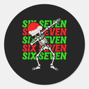 67 Kerst Grappig Zes Zeven Meme Brainrot Dabbing Ronde Sticker
