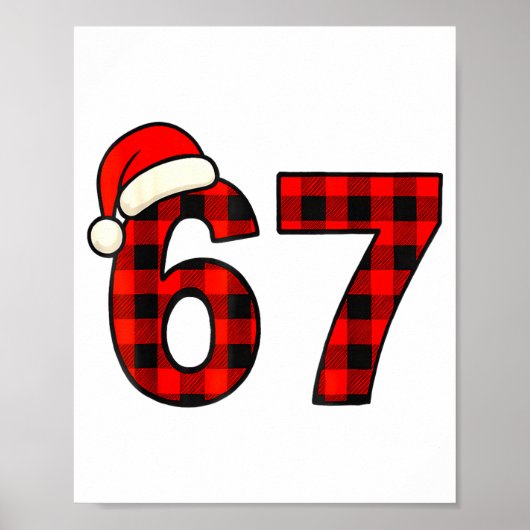67 Kerst Grappig Zes Zeven Meme Brainrot Geruite S Poster (Voorkant)