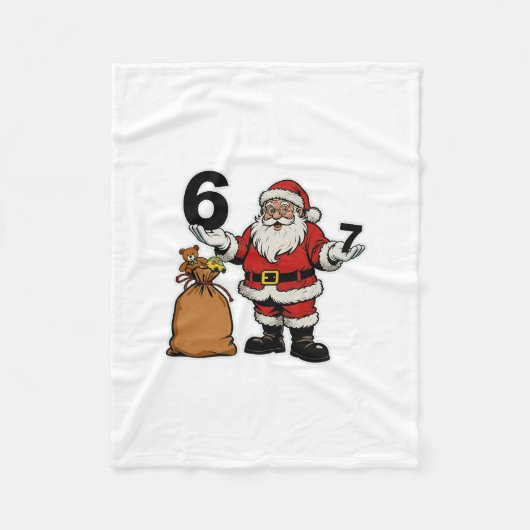 67 Kerst Grappig Zes Zeven Meme Brainrot Kerstman  Fleece Deken (Voorkant)