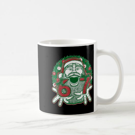 67 Kerst Grappig Zes Zeven Meme Brainrot Kerstman Koffiemok (Rechts)