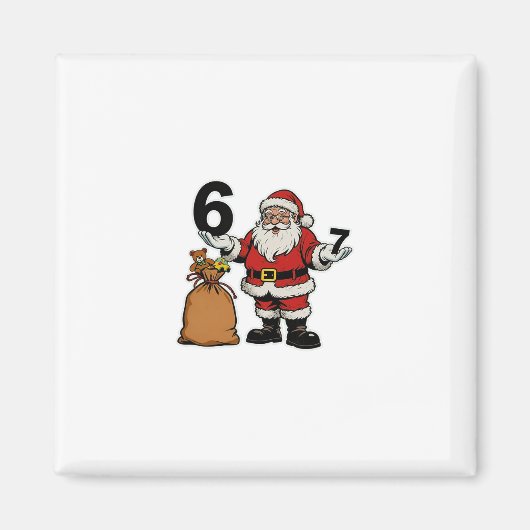 67 Kerst Grappig Zes Zeven Meme Brainrot Kerstman  Magneet (Voorkant)