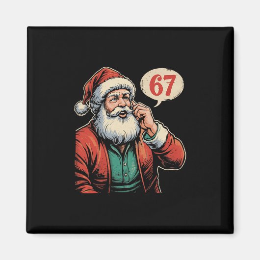 67 Kerst Grappig Zes Zeven Meme Brainrot Kerstman Magneet (Voorkant)